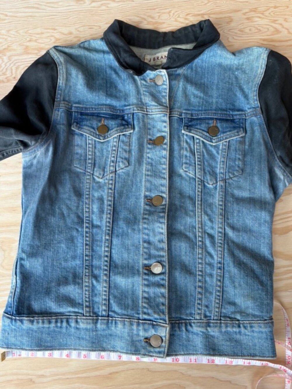 J BRAND - Two-Tone Denim Jacket w/ Wax Sleeves, SZ M - Picture 8 of 11
